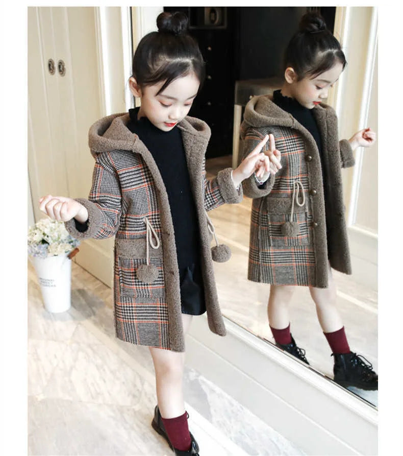 Autumn/Winter Girls’ Jacket – Stylish Hairy Long Coat