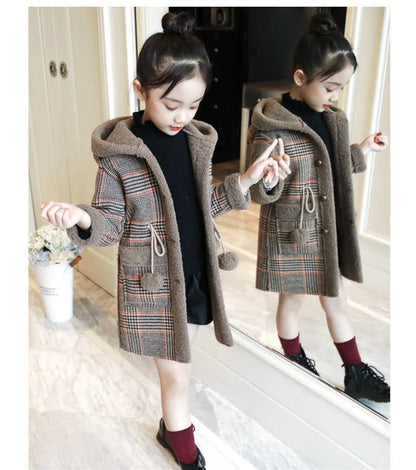Autumn/Winter Girls’ Jacket – Stylish Hairy Long Coat