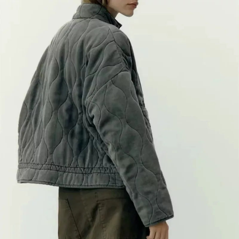 High Collar Quilted Coat – Retro Meets Modern