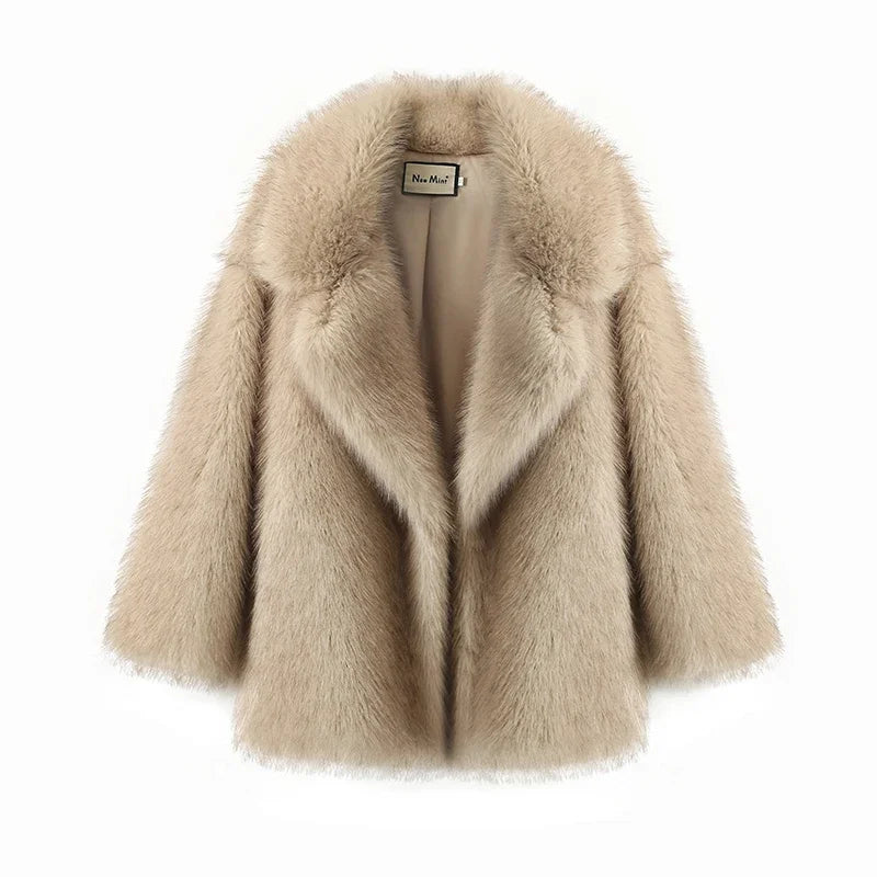 Cozy Glam: Oversized Gradient Fur Jacket