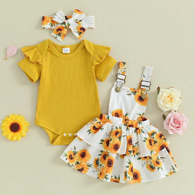Sweet Baby Girl Summer Clothing Set 3Pcs