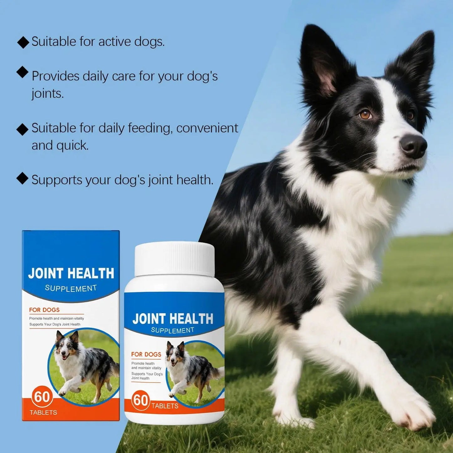 Joint Supplement for Large Dogs – 60 Natural Tablets for Daily Health & Senior Support