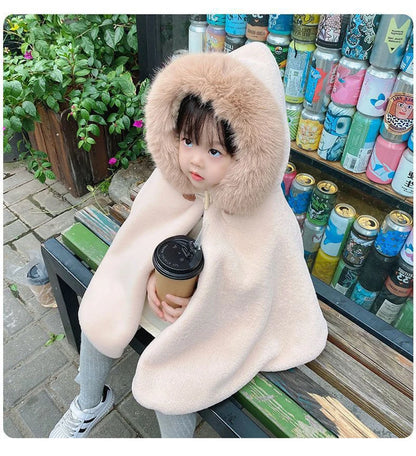 Baby Girl Winter Cloak with Faux Fur Hood