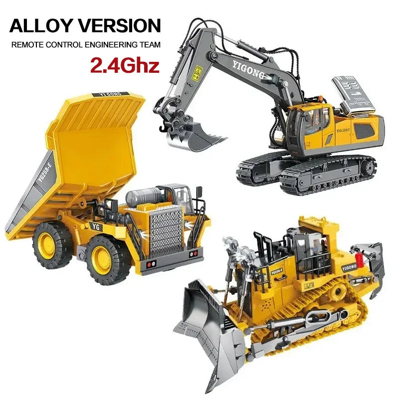 Remote Control Construction Vehicle Set – Excavator, Dump Truck & Bulldozer for Kids!