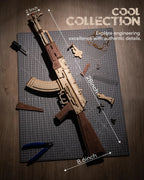 Robotime Rokr AK47 3D wooden gun DIY building block toy for kids and adults, detailed with realistic rifle design and wooden texture.