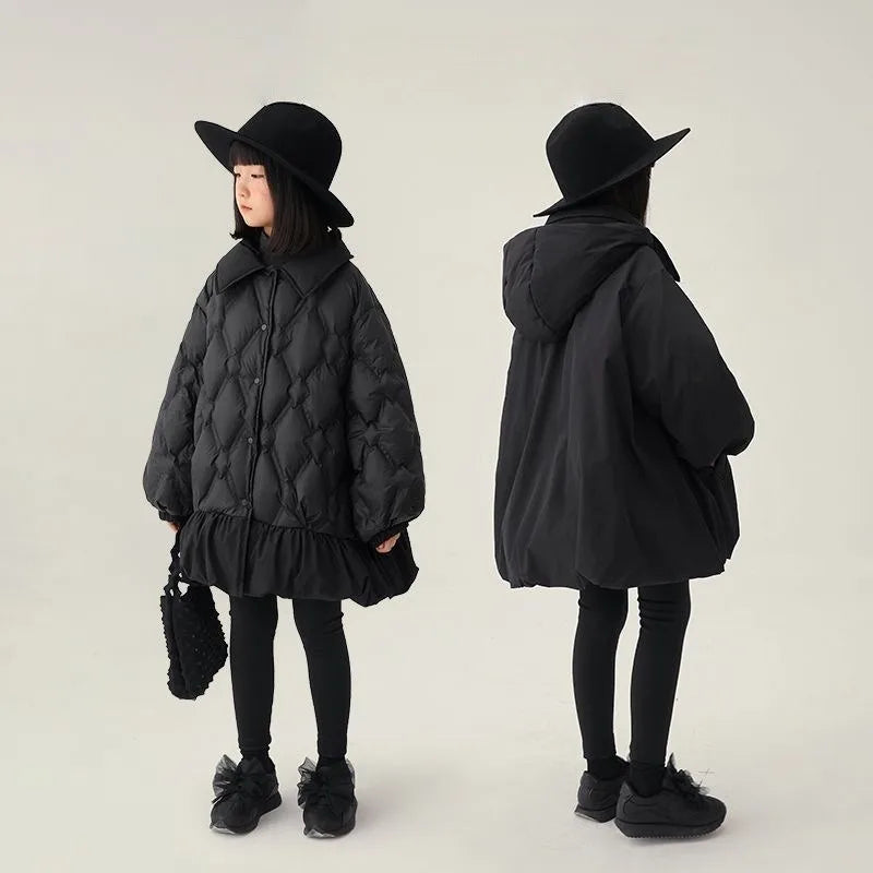Girls’ Winter Quilted Jacket – Reversible, Korean Style