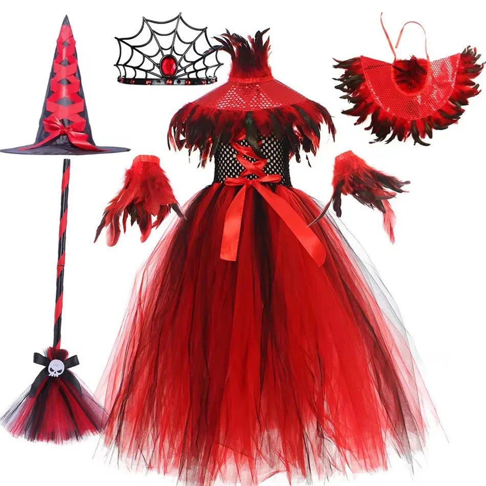 Halloween Gothic Mesh Dress – Kids Vampire Cosplay