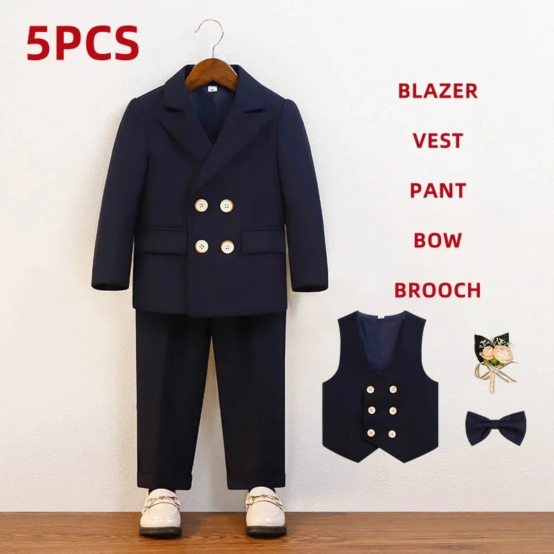 Elegant Boys’ Velvet Suit – British-Style Wedding & Party Outfit
