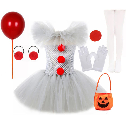 Spooky Joker Clown Tutu Dress – Halloween Fun for Girls!