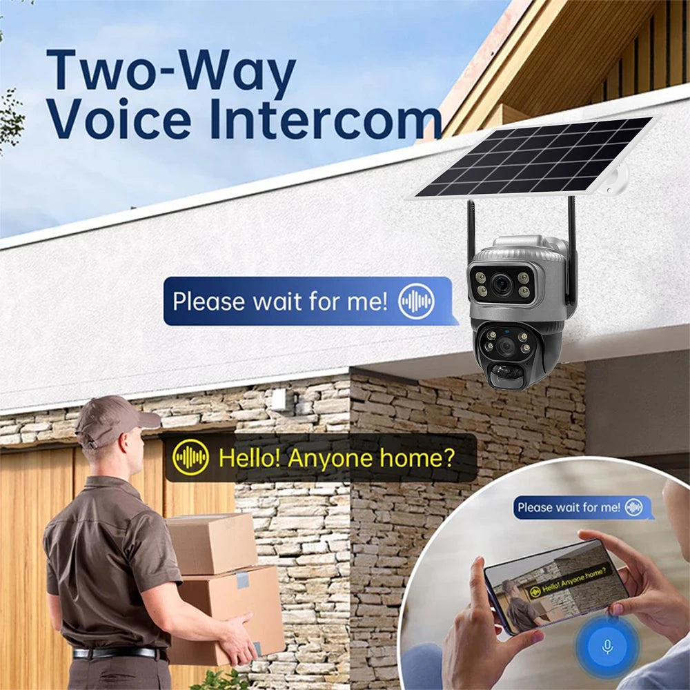 8MP 4K Solar Security Camera | 4G/WiFi | Dual Lens | PIR Motion | Night Vision