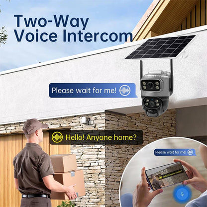 8MP 4K Solar Security Camera | 4G/WiFi | Dual Lens | PIR Motion | Night Vision