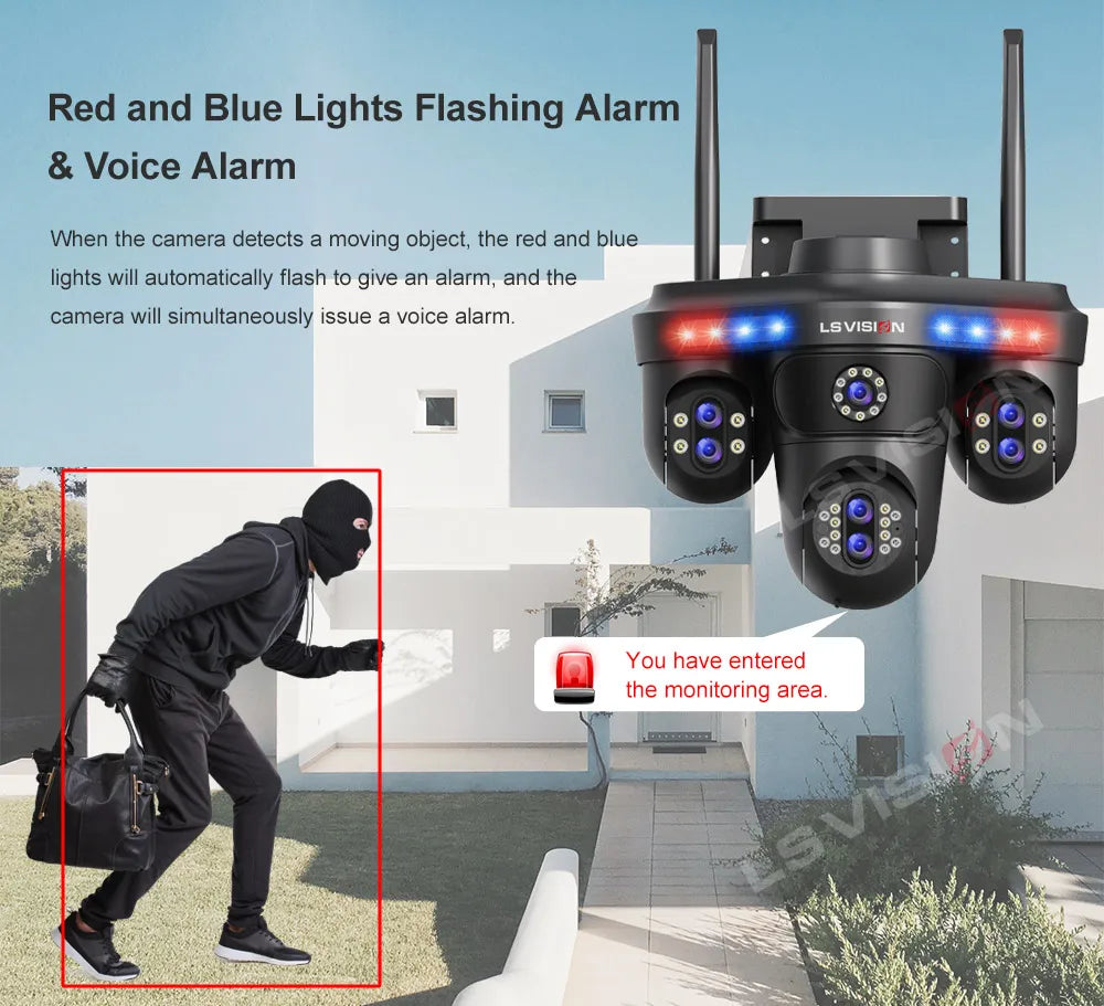 3/4 Screen WiFi PTZ Camera | 10X Zoom | AI Auto Tracking | Outdoor IP66 CCTV