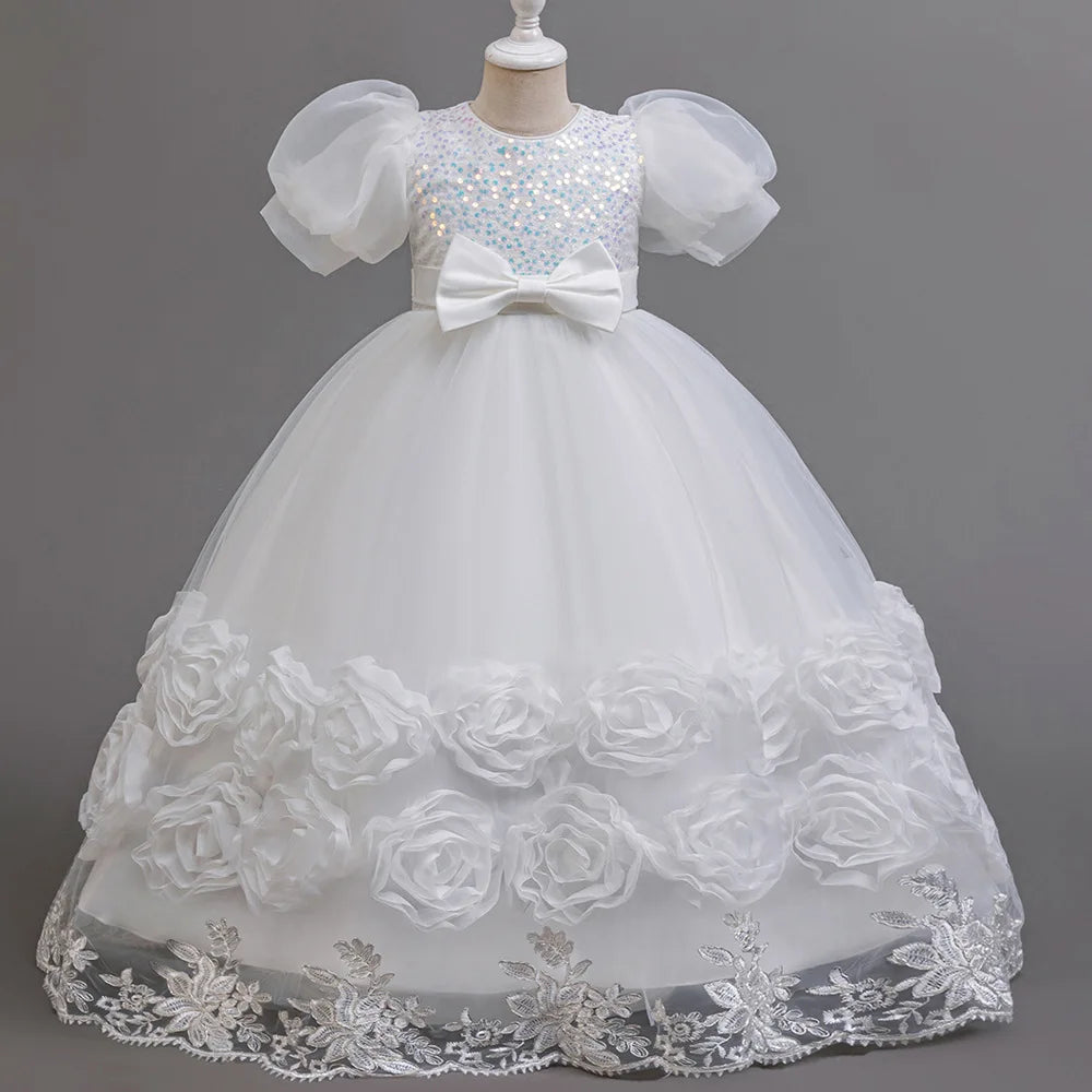 Elegant Long Sequin Dress for Girls 4–12 Years