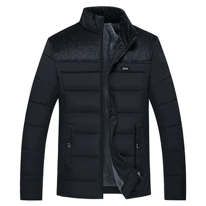 Stand Collar Puffer Jacket – Plush Thick Parka for Men