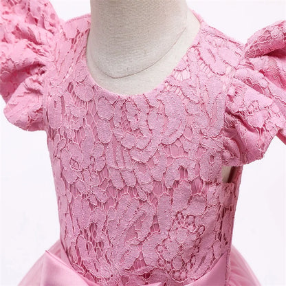 Princess Party Dress – Lace Embroidery with Ruffles