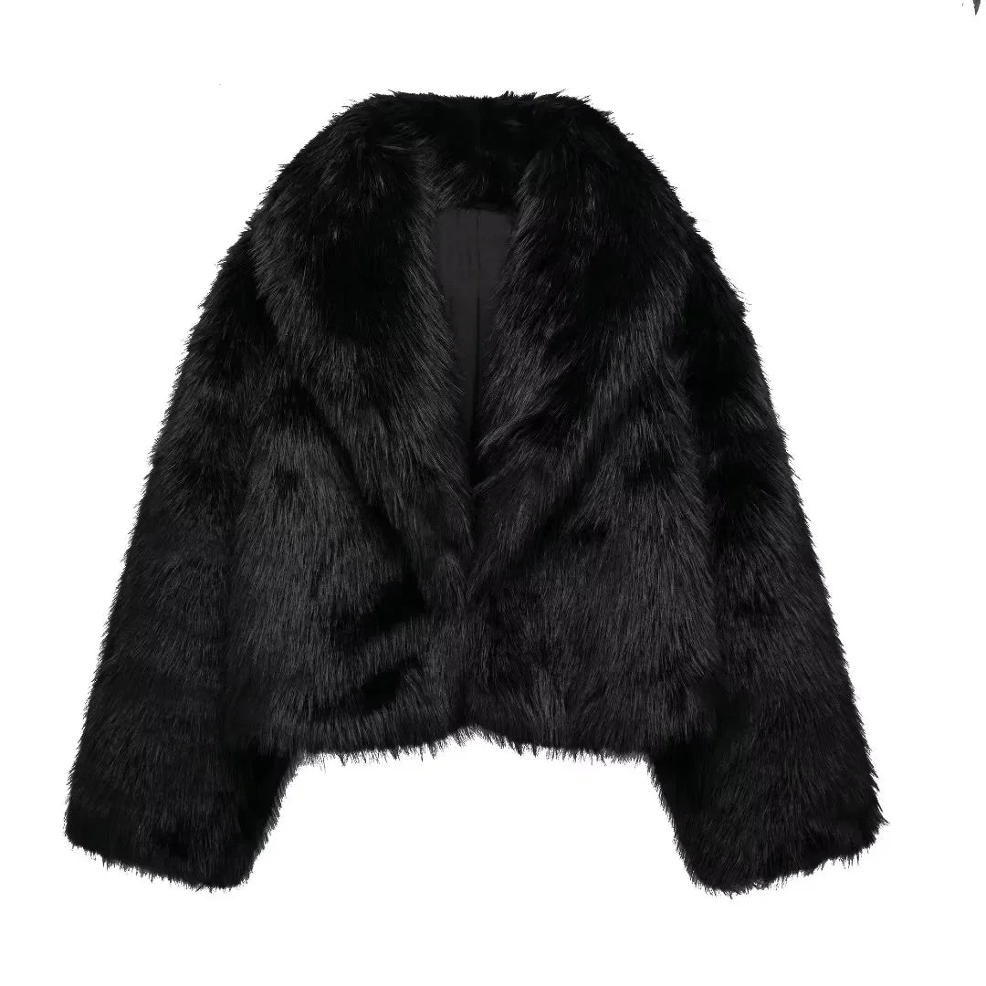 Cozy Black Faux Fur Outerwear – Trendy & Warm