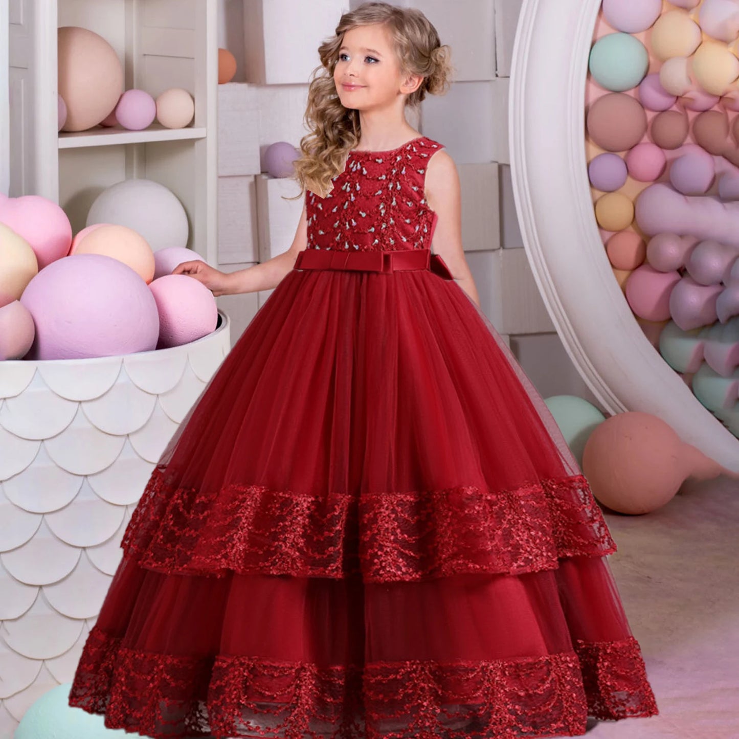 Flower Bow Kids’ Dress – Pageant & Party Wear