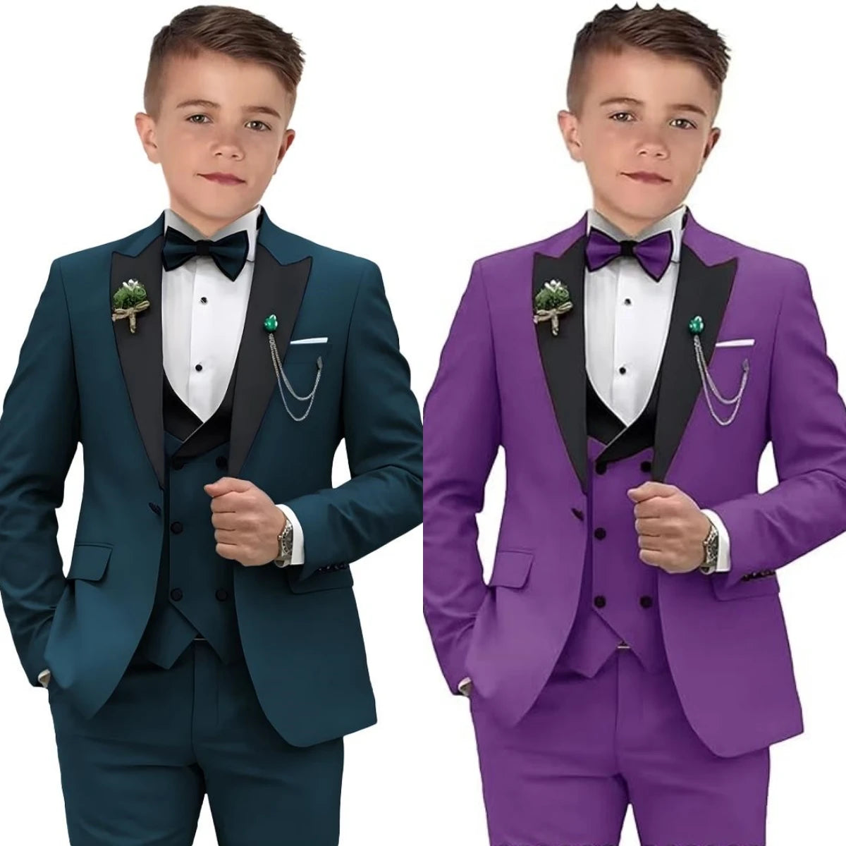 Elegant Burgundy Boy’s 3-Piece Suit – Blazer, Vest & Pants for Weddings or Photoshoots