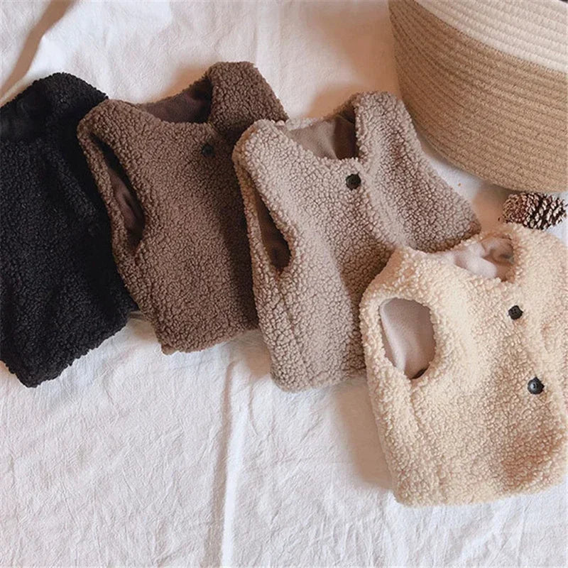 Autumn Winter Kids’ Plush Waistcoat – Soft & Cozy