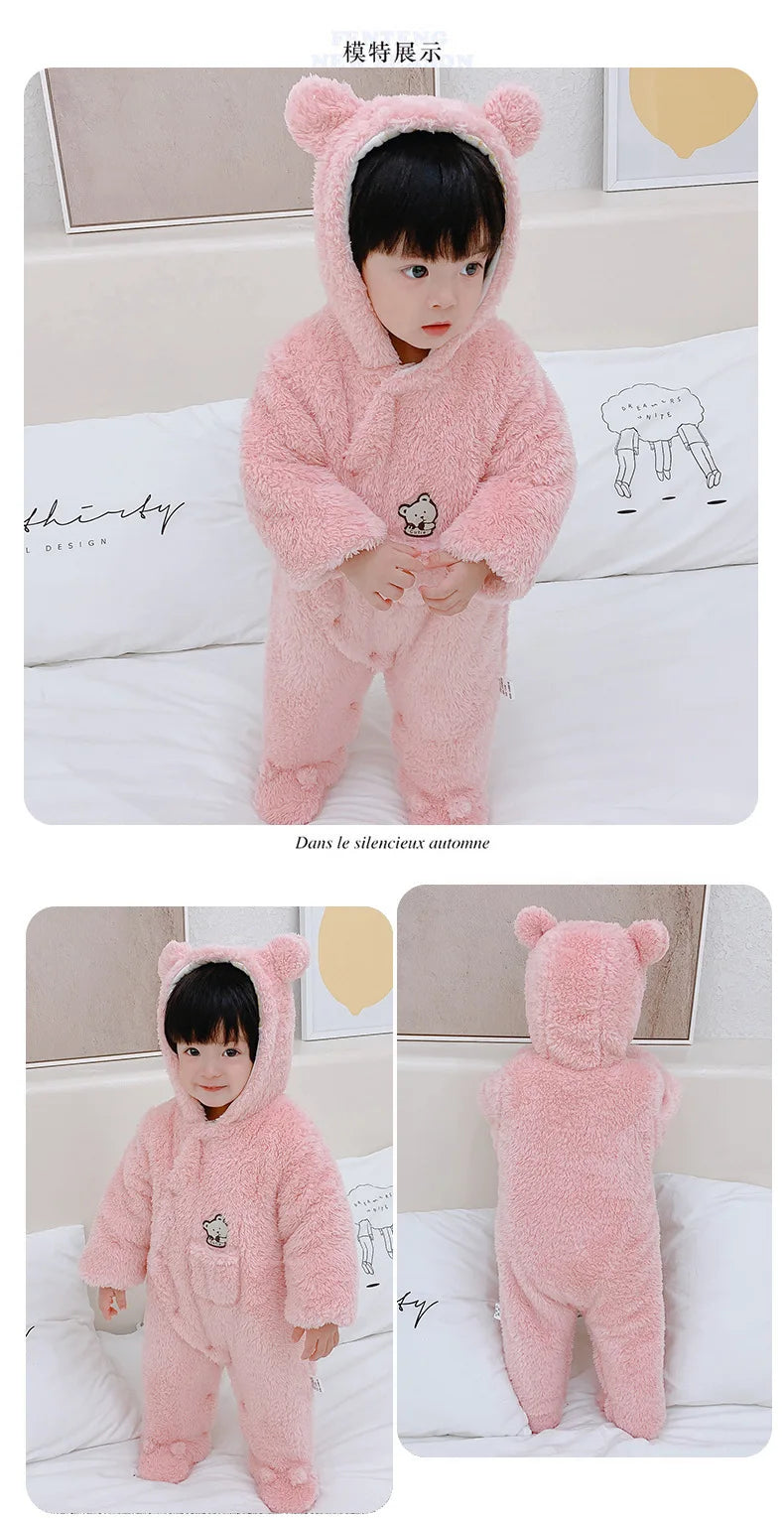 Hooded Bear Jumpsuit for Babies – Soft & Cozy