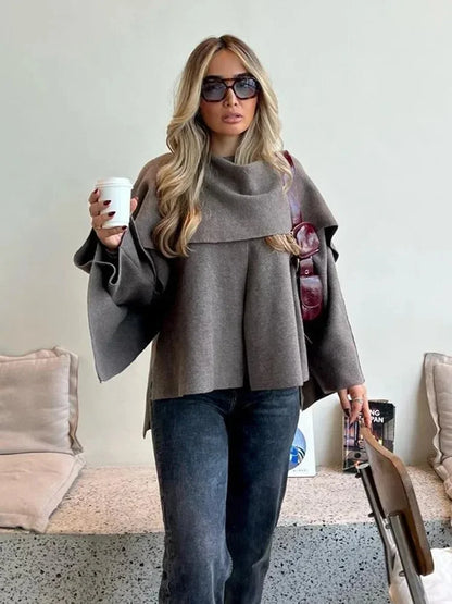 Autumn Chic: Knit Scarf Jacket for Women