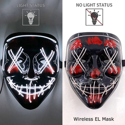 Wireless Neon LED Purge Mask – Glowing Halloween Party Mask