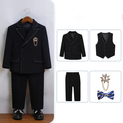Boys’ Complete 5-Piece Dress Set – Wedding, Piano & Host Costume