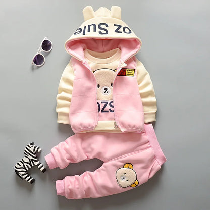 Warm 2Pcs Winter Clothes – Hooded Fleece Coat + Pants for Kids