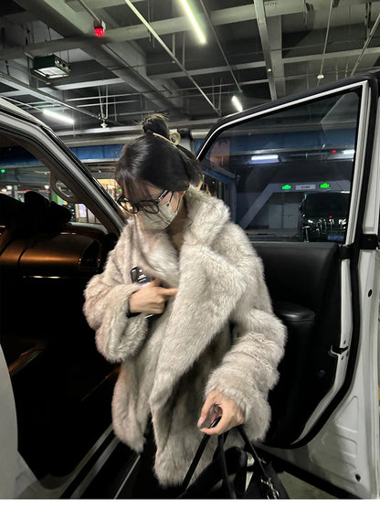 Luxury Fluffy Faux Fox Fur Jacket – Casual & Cozy