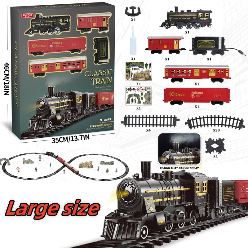 Kids Electric Steam Train Toy – High-Speed Rail Set with Parking Lot for Family Fun!