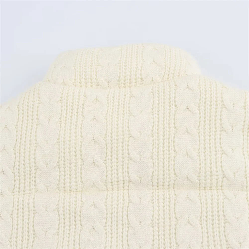 Cozy High Collar Knitted Cotton Jacket