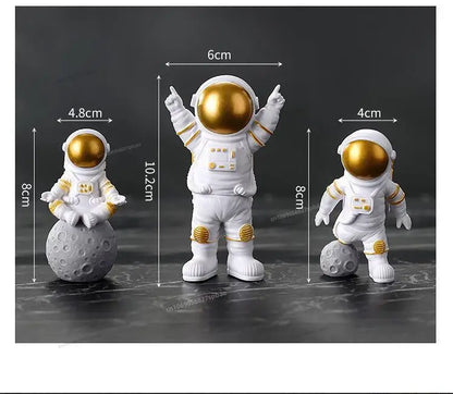 Cosmic Adventures: 4-Piece Astronaut Figurine Set for Kids & Home Decor