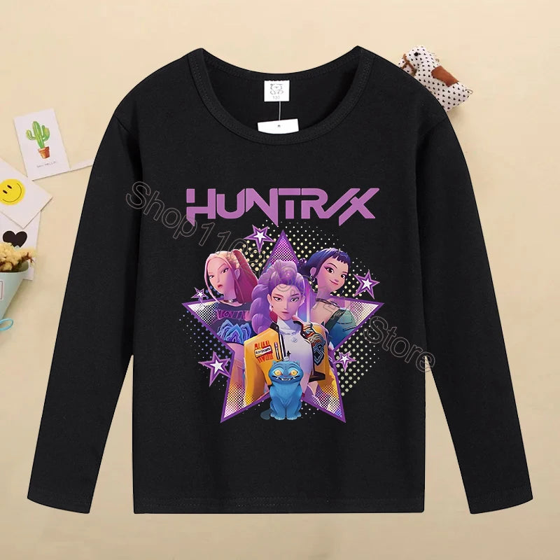 Kpop Demon Hunters Kids T-Shirt – Kawaii Cartoon Long Sleeve Top