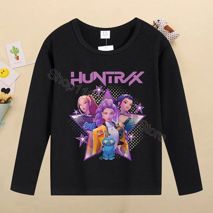 Kpop Demon Hunters Kids T-Shirt – Kawaii Cartoon Long Sleeve Top