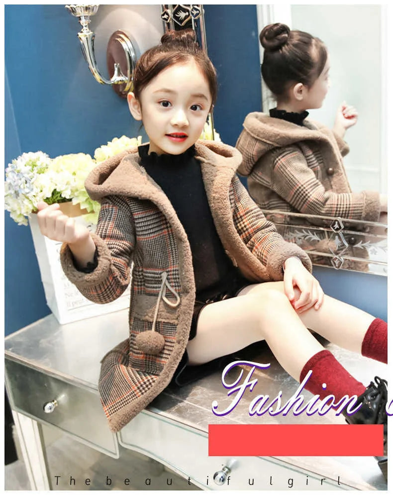 Autumn/Winter Girls’ Jacket – Stylish Hairy Long Coat