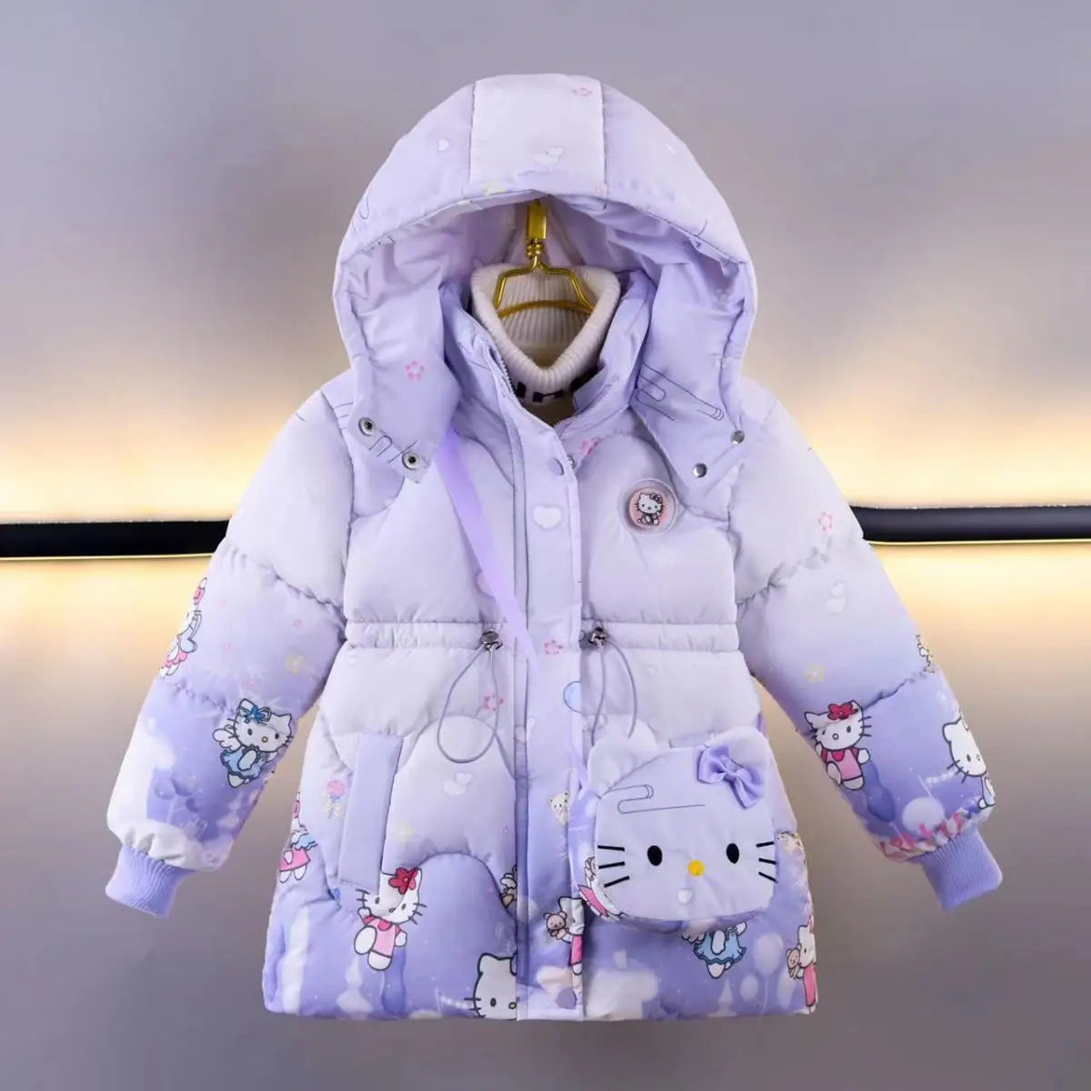Baby Girl Coat – Plush Hooded Parka + Bag