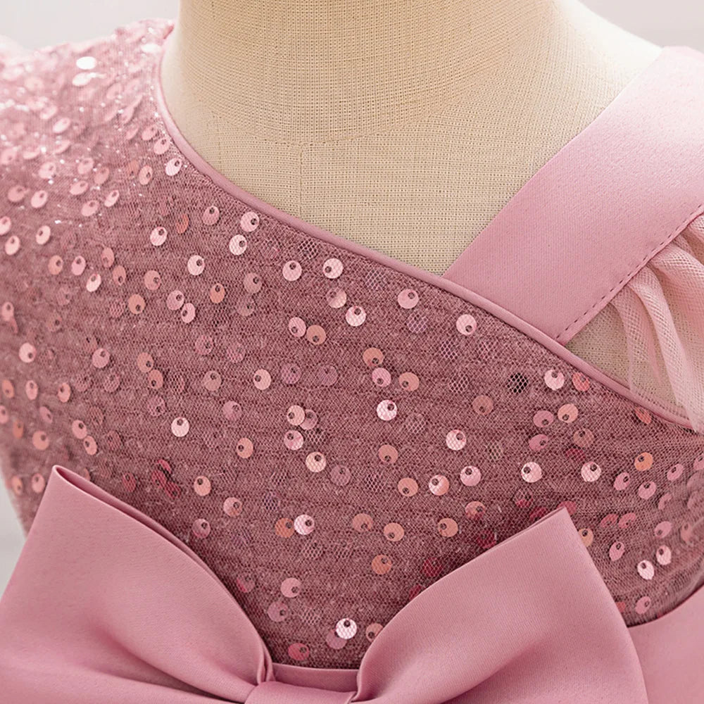 Cute Fly Sleeve Baby Girl Birthday Outfit