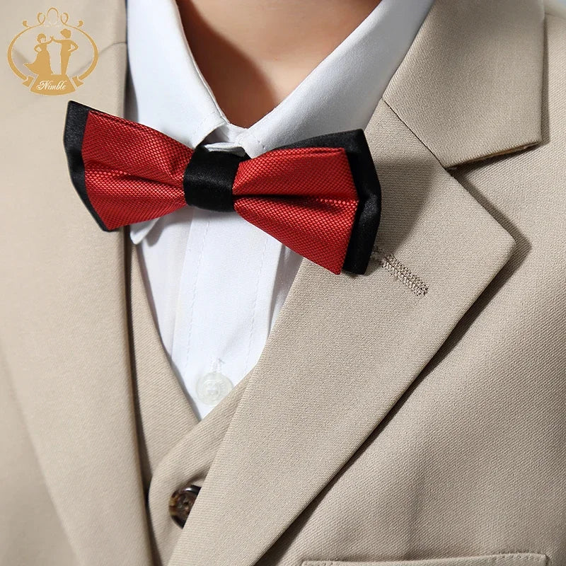 Boys’ 3-Piece Formal Suit – Khaki Coat, Vest & Pants | Wedding & Party Outfit