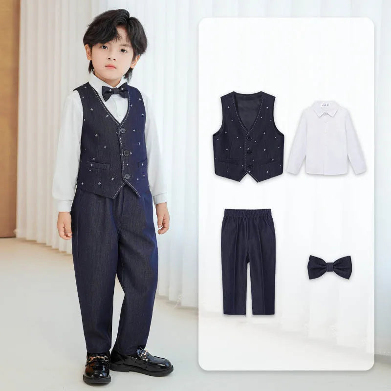 Boys’ Star Print Suit – 3/4/5Pc Formal Outfit (1–10Y)