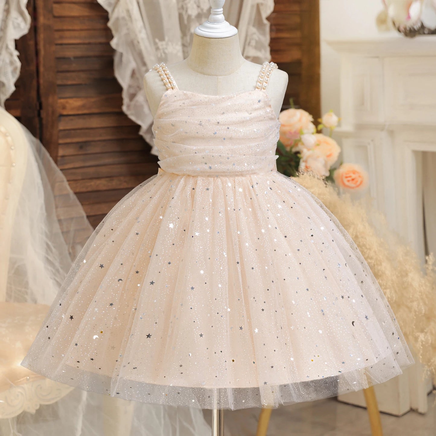 Girls Party Dress – Elegant Blue Sequin Gown