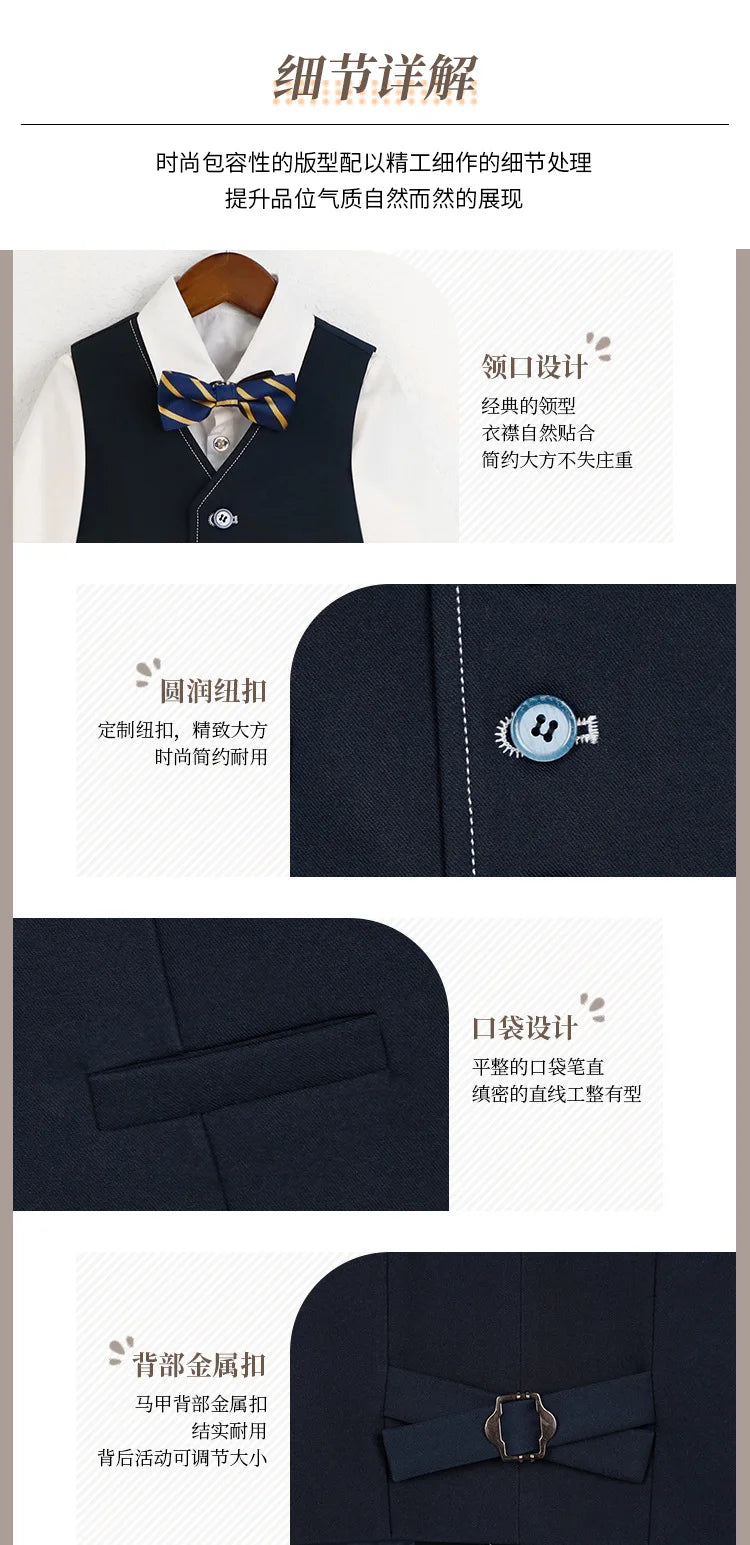 Boys’ Formal Suit Set – Spring/Summer Wedding Outfit (Ages 1–14)