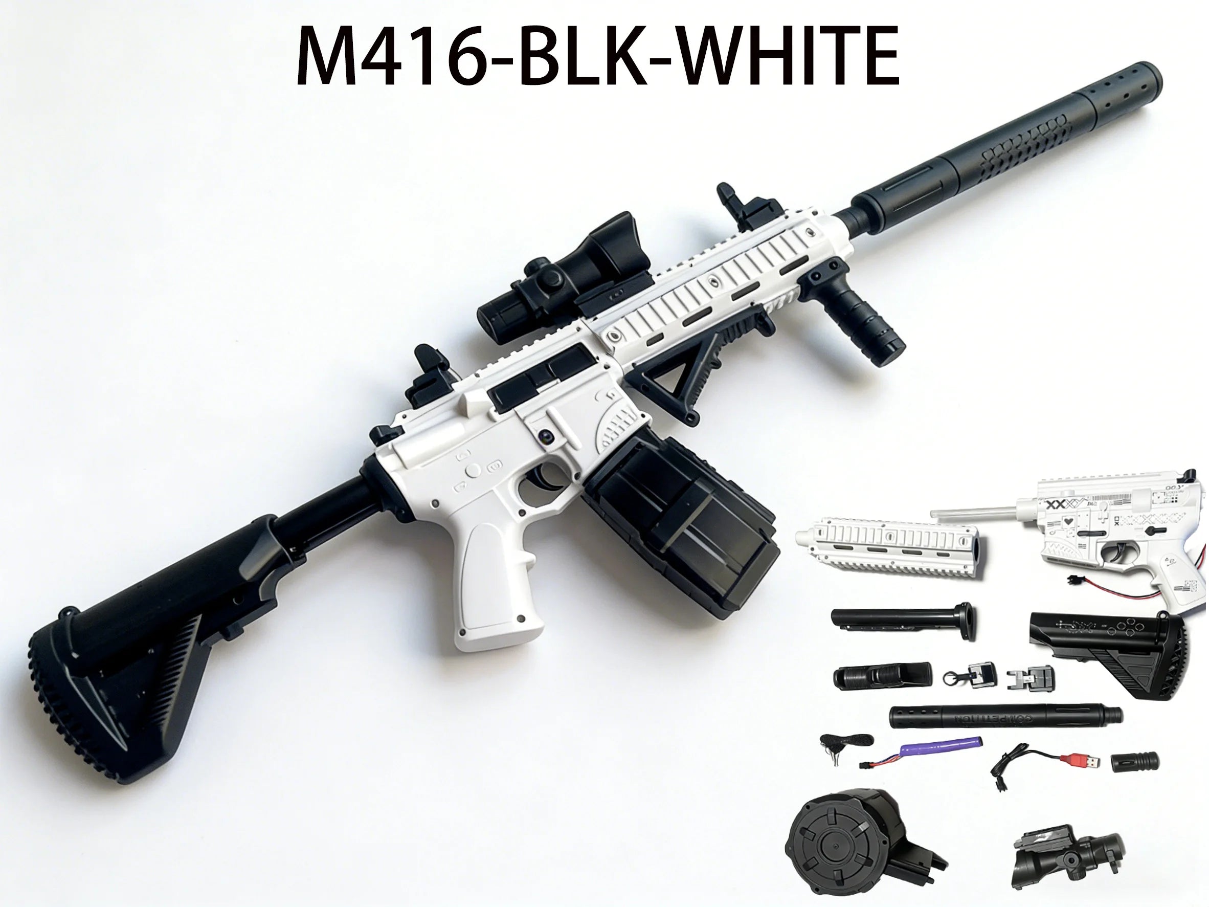 M416 Gel Ball Blaster Gun,30m Long Range,7.4V Battery & Safe Gel Beads, Cool Design for Outdoor Team Battle Games - Perfect Gift