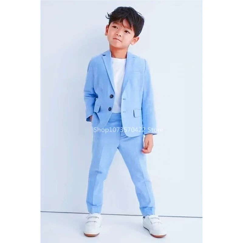 Kids’ Formal Outfit – Light Blue Blazer & Pants Set for Birthday & Festivals