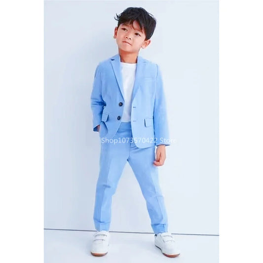 Kids’ Formal Outfit – Light Blue Blazer & Pants Set for Birthday & Festivals