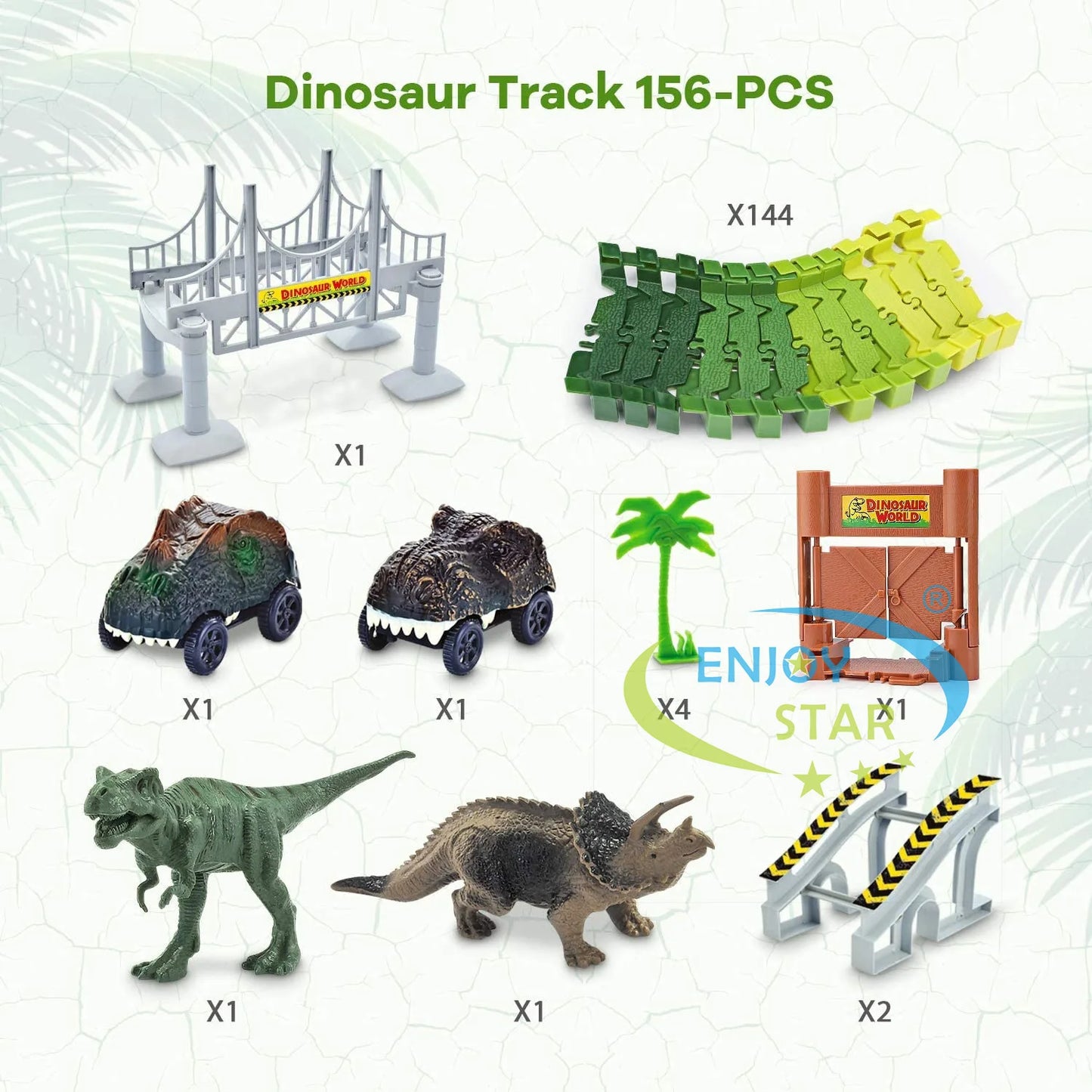 156-Piece Dinosaur Railway Track Toy Set – DIY Race Adventure for Kids!