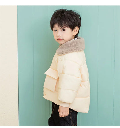 Boys & Girls Lapel Jacket – Cozy Lamb Fleece Kids’ Coat