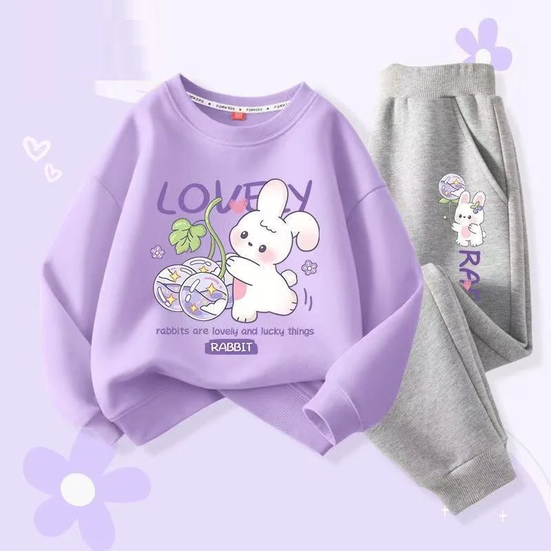 Heart Print Tracksuit: Sweet & Stylish for Little Girls