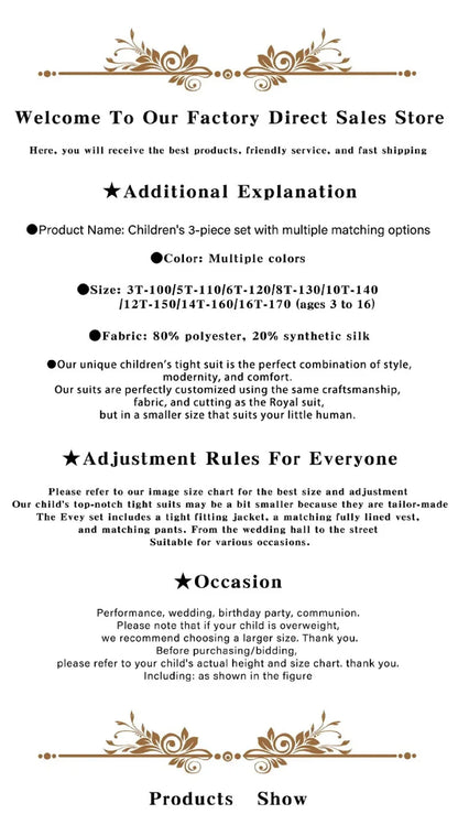 Kids’ Gentleman Outfit – Wedding & Birthday Formal 3PCS Suit