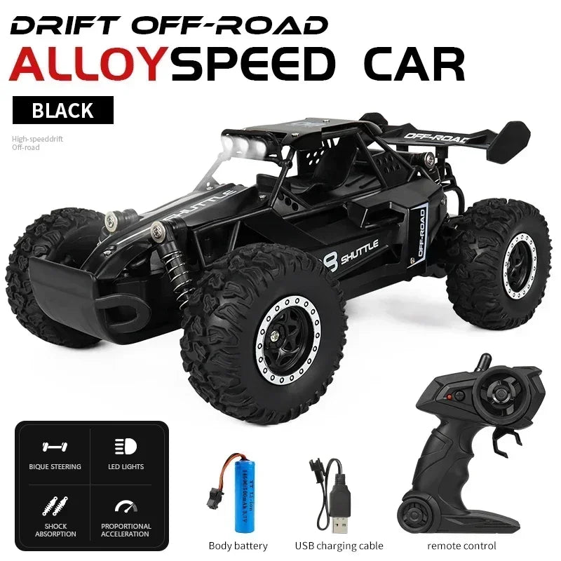 1:16 2WD High-Speed RC Off-Road Car – LED Light Climbing Truck for Kids!