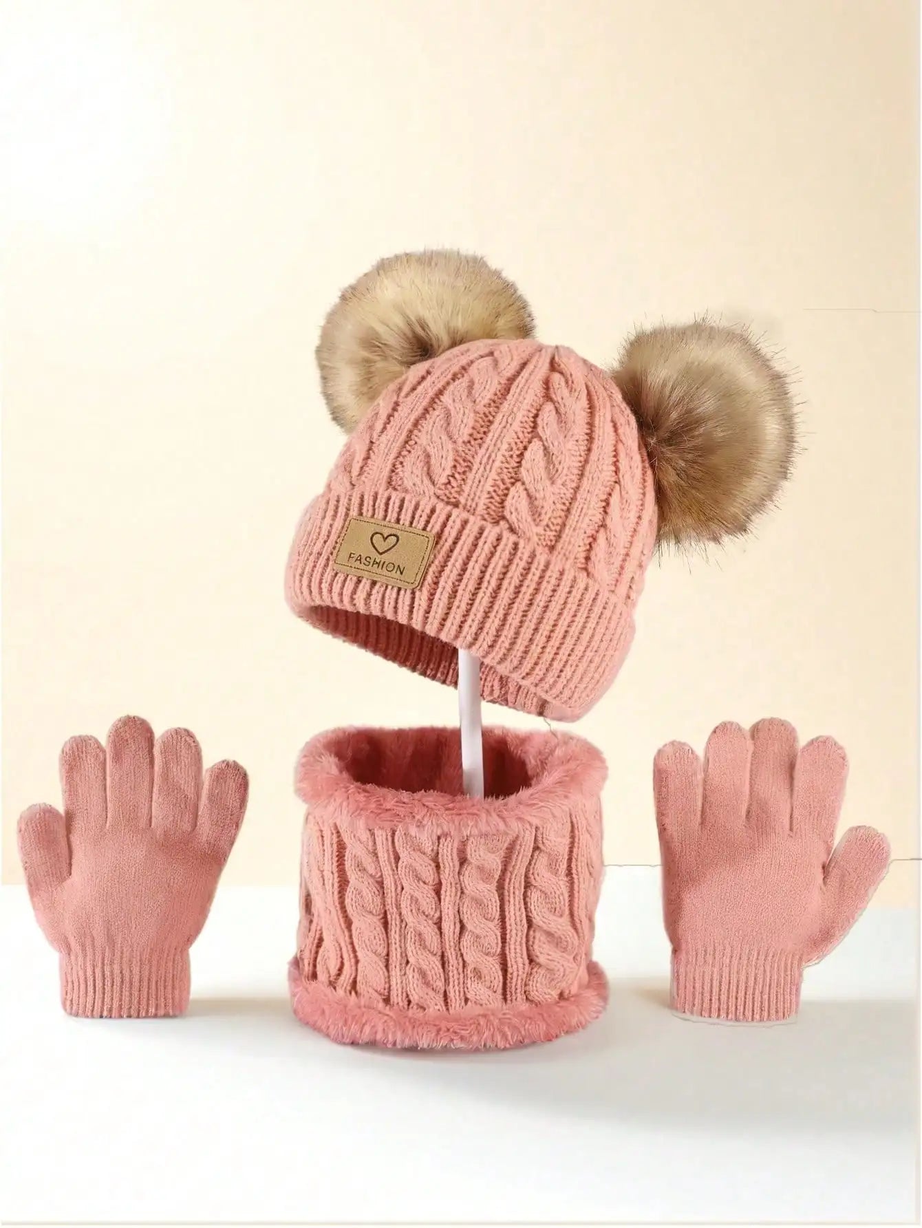 Kids 3PCS Winter Hat, Scarf & Gloves Set